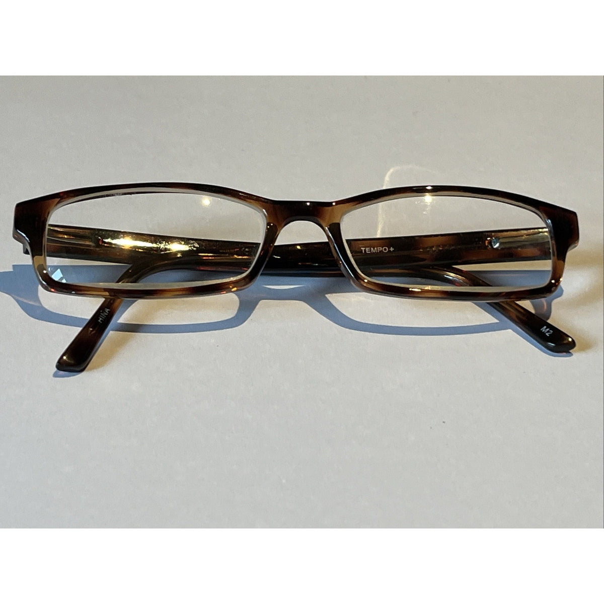 Tempo Eyeglasses HE 8000 52-17-145 Rectangular Brown Tortoise Frames Only