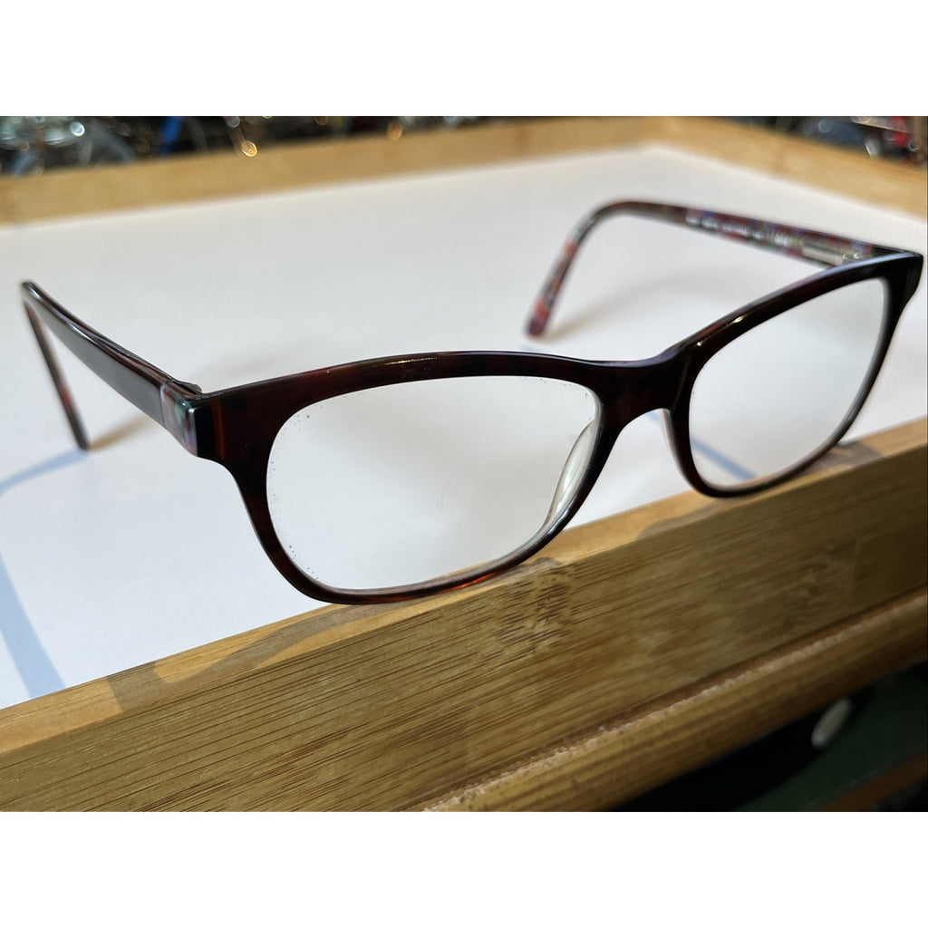 Bebe Brown Floral Interior Cat Eye Glasses Rosy BB5118 210 Topaz 55-17-140