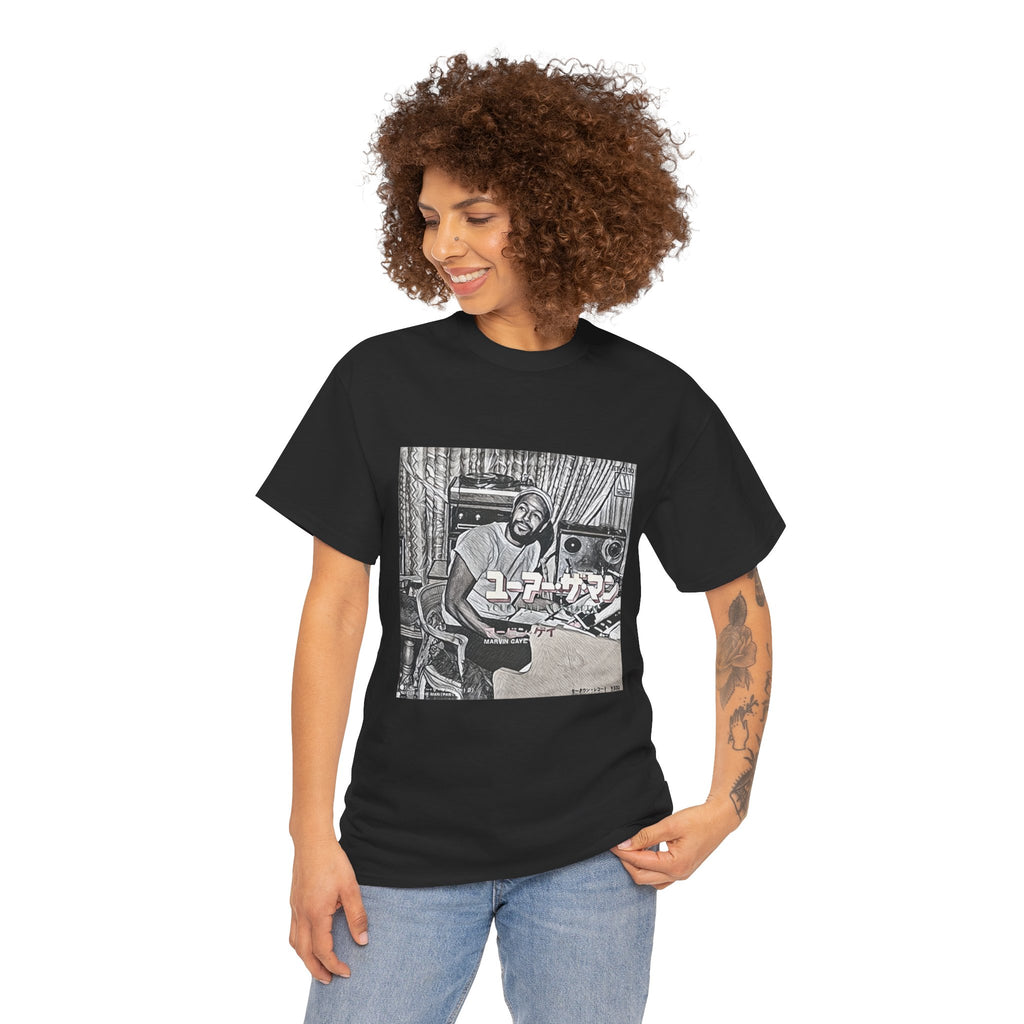 Marvin Gaye Graphic Print Short Sleeve Crew Neck Unisex Heavy Cotton Tee Shirt