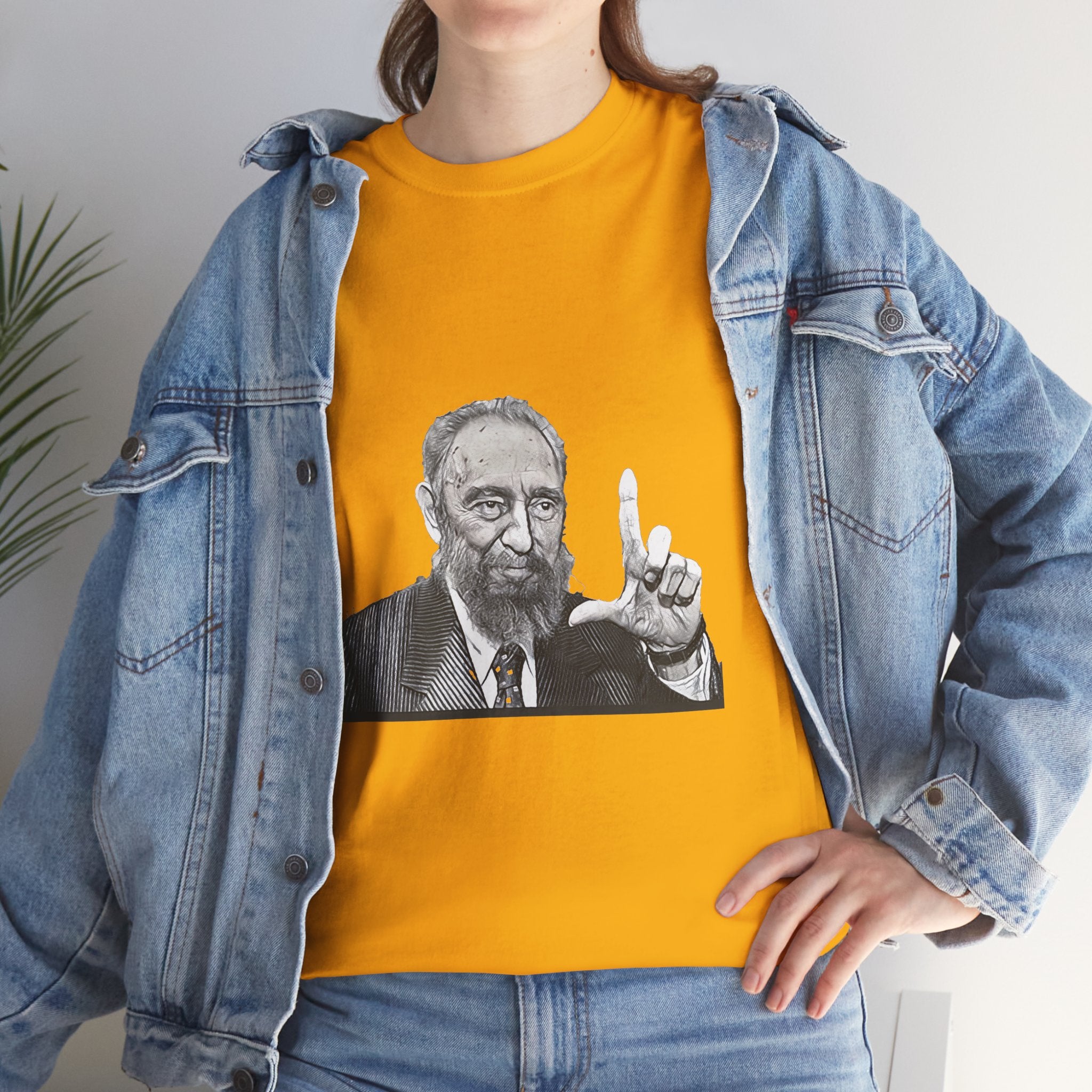 Fidel Castro Black & White Art Graphic Print Unisex Heavy Cotton Tee