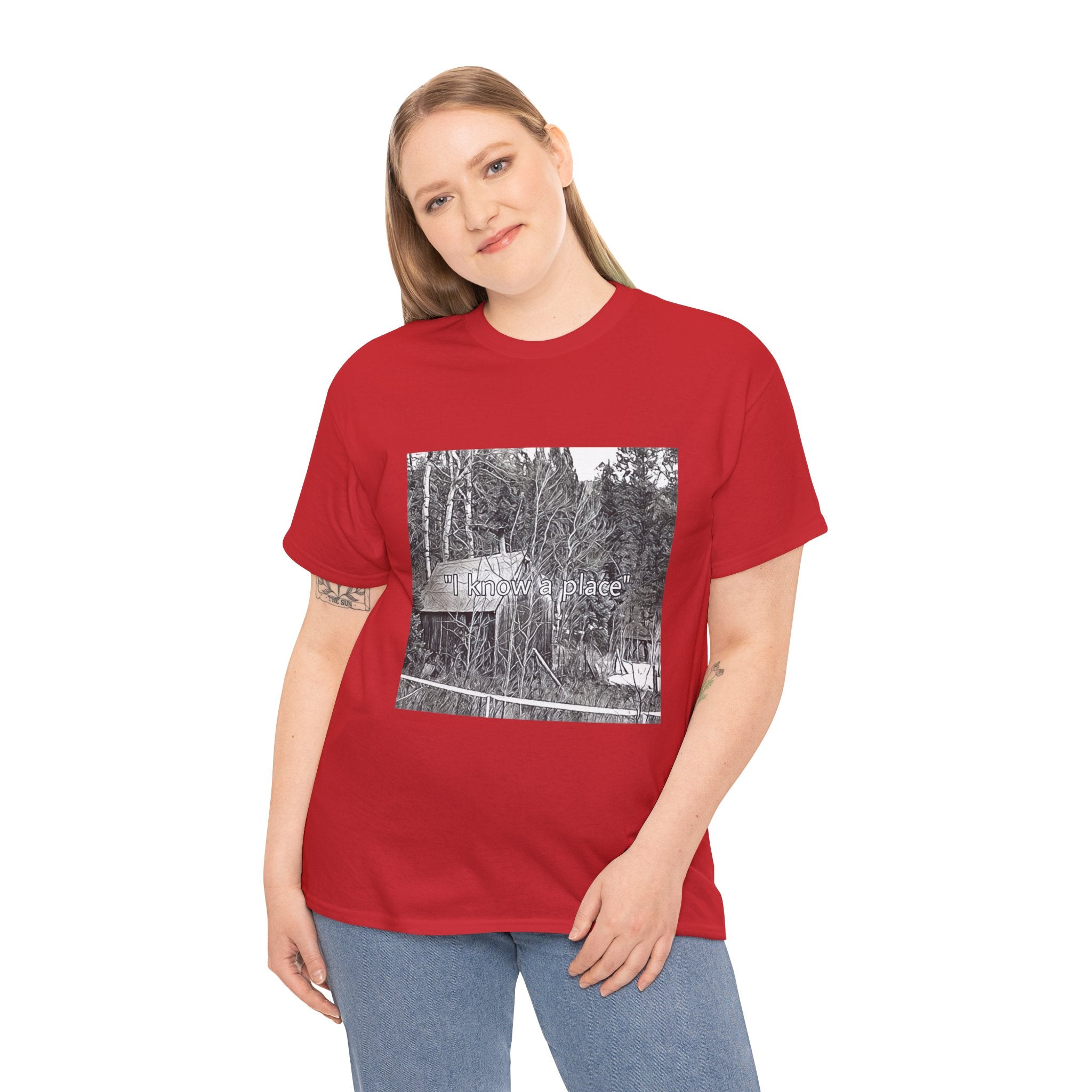 I Know A Place Graphic Print SS Crew Unisex Heavy Cotton Freedom Club Tee Shirt