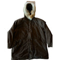 Vintage 90s Hamilton Manor Large Suede Leather Parka Coat Coyote Fur LS Zip Up