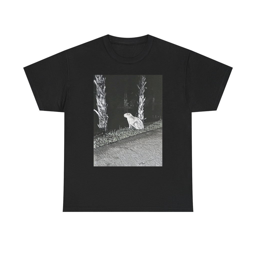 Capybara Graphic Print Short Sleeve Crew Neck Unisex Heavy Cotton Art Tee Shirt