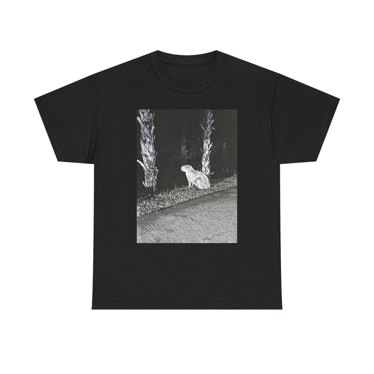 Capybara Graphic Print Short Sleeve Crew Neck Unisex Heavy Cotton Art Tee Shirt