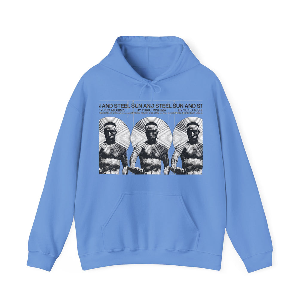 Yukio Mishima Sun & Steel Graphic Print LS Unisex Heavy Blend™ Hooded Sweatshirt