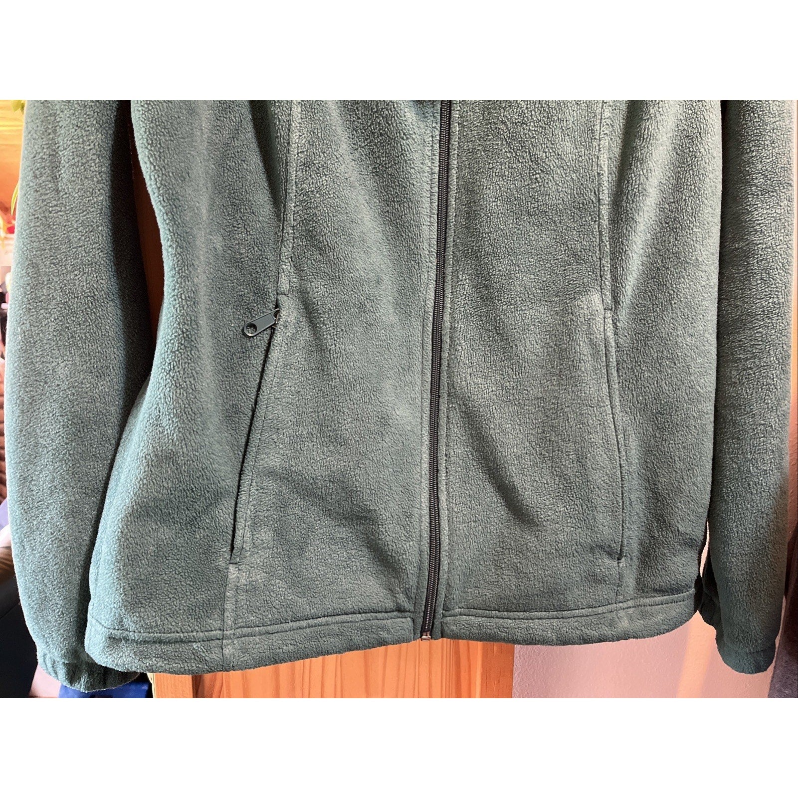 Columbia Womens M Green Long Sleeve Full Zip Polyester Fleece Windbreaker Jacket