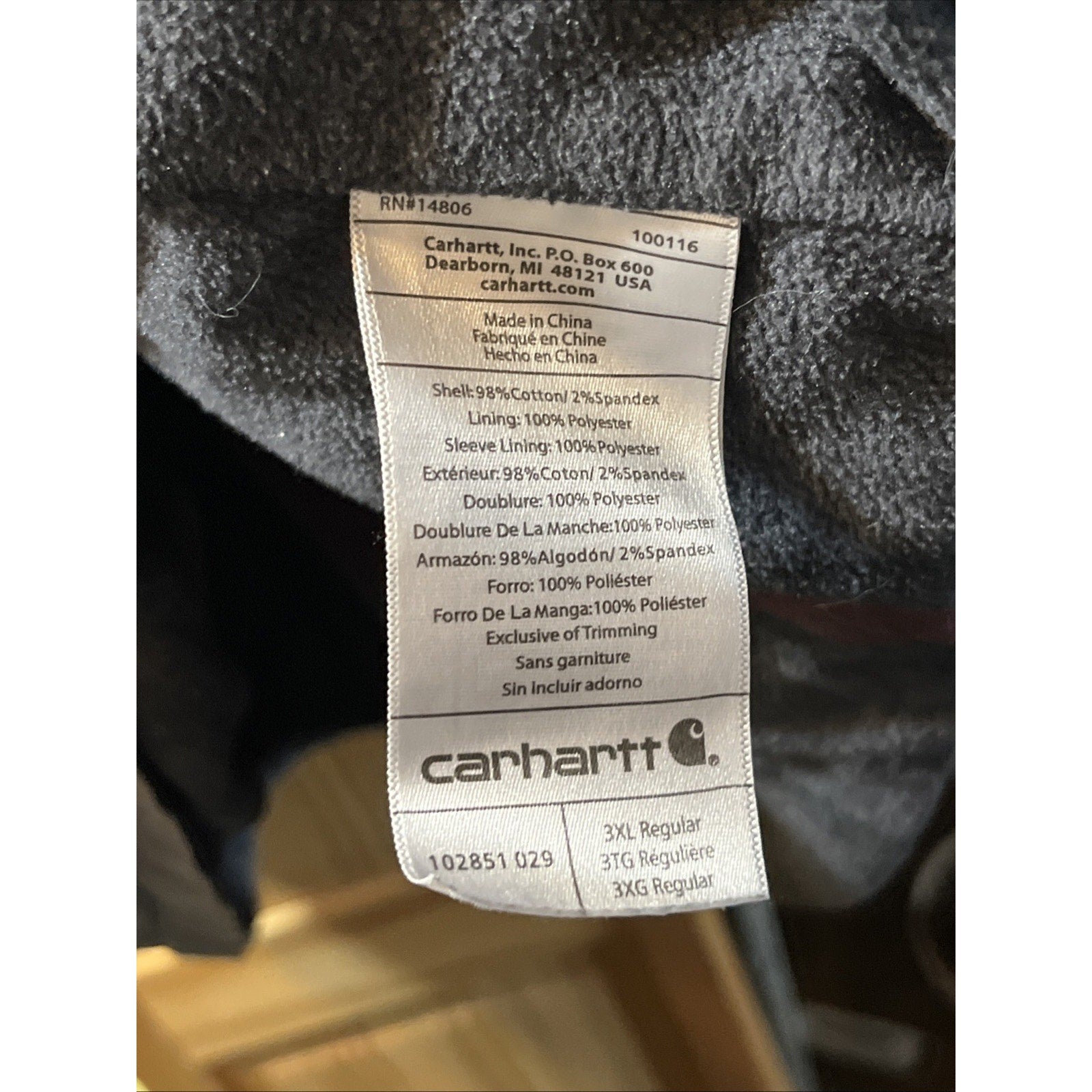 CARHARTT Rugged Flex blanket lined canvas work shirt jacket 3XL Gray 102851