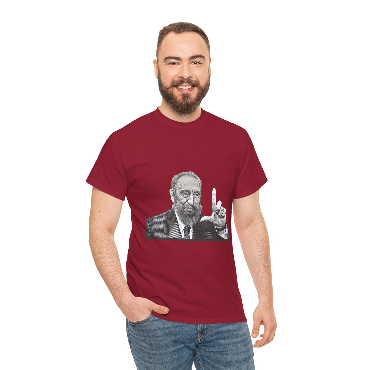 Fidel Castro Black & White Art Graphic Print Unisex Heavy Cotton Tee