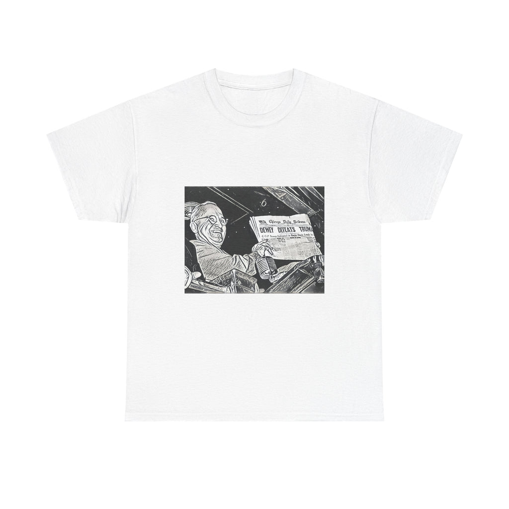Dewey Defeats Truman Graphic Print Short Sleeve Unisex Heavy Cotton Tee Shirt