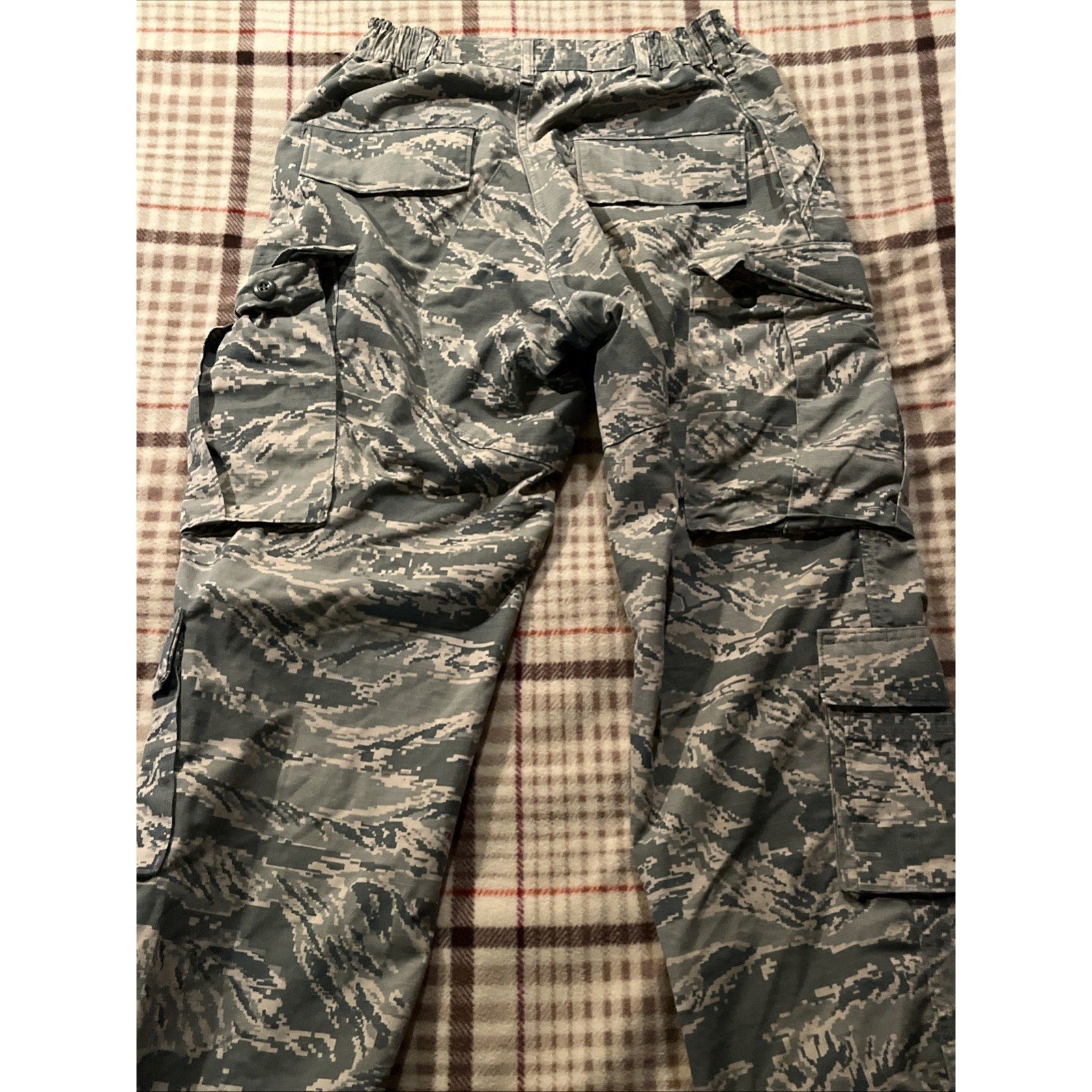 Military Air Force Gray Digital Camo Cargo Pants Men’s 30x27 Button Fly Canvas