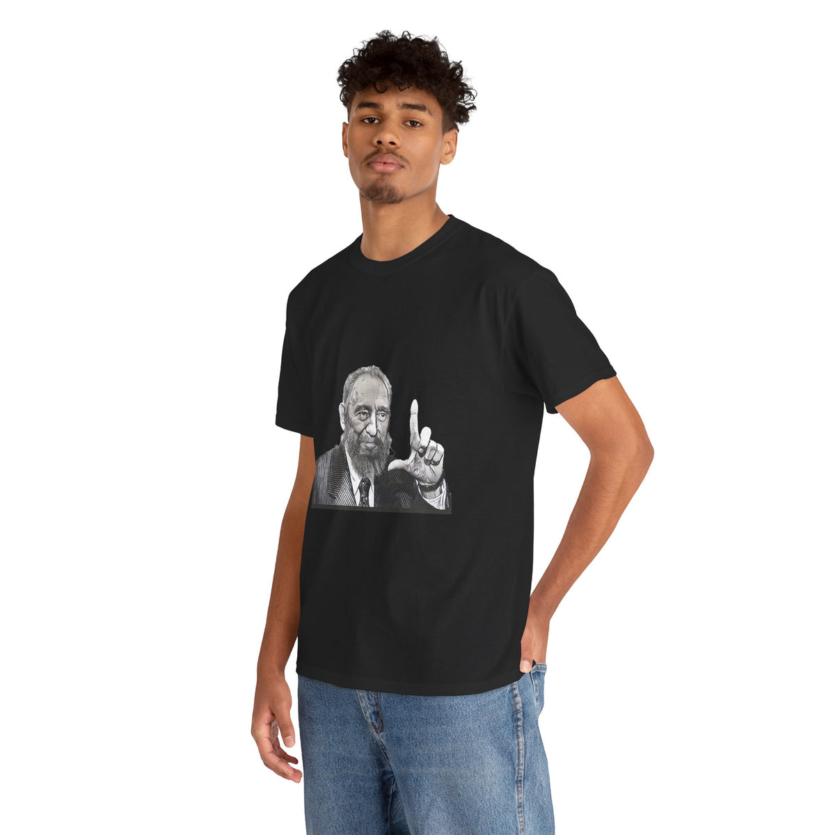 Fidel Castro Black & White Art Graphic Print Unisex Heavy Cotton Tee