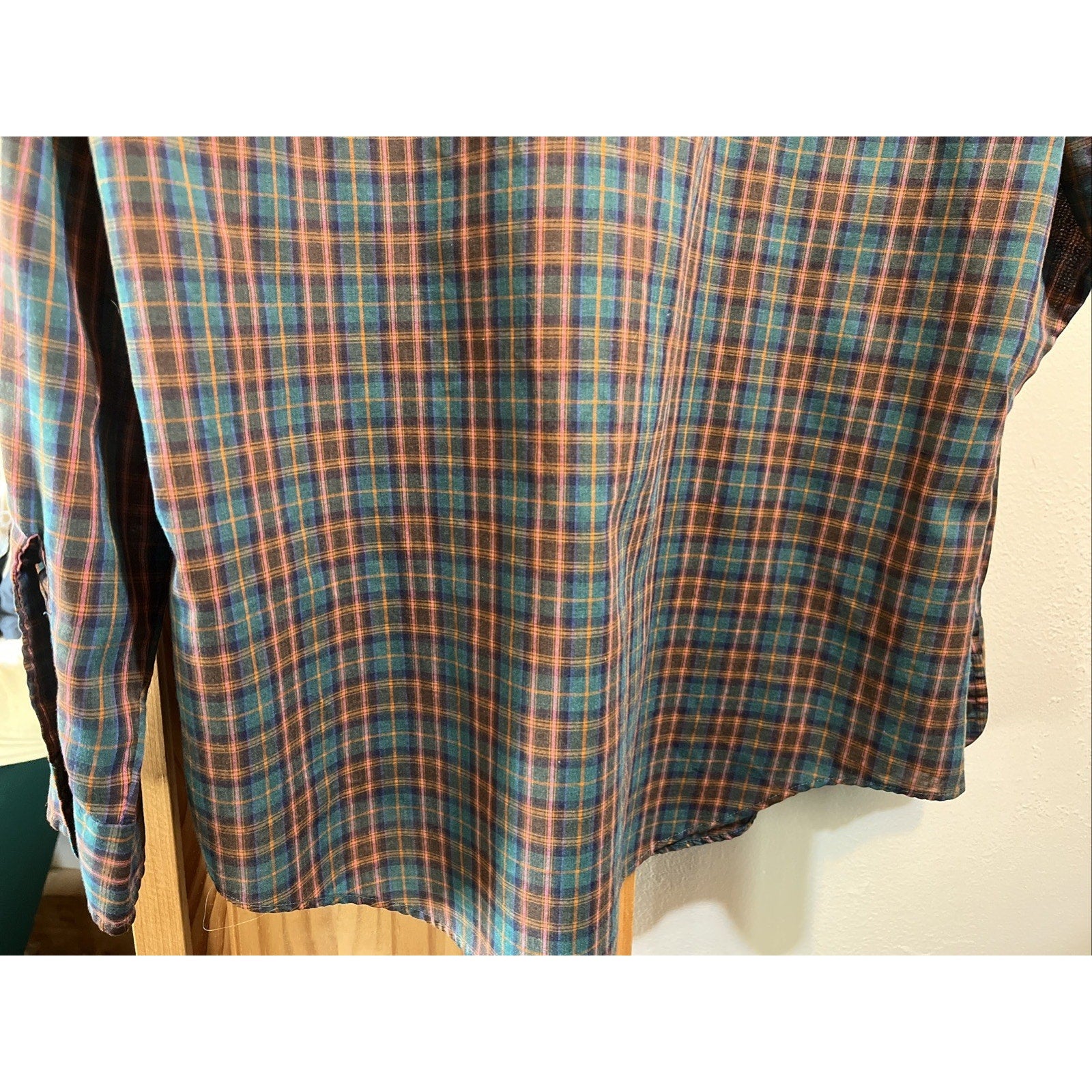 VTG Mens Store Sears Multicolor Plaid Button Front Flannel Shirt Size 16 - 16.5