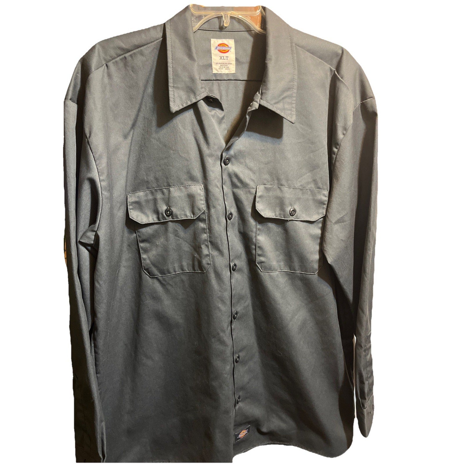 Vintage Dickies Long Sleeve Button Up Work Shirt Men's XLT Gray Cotton Polyester