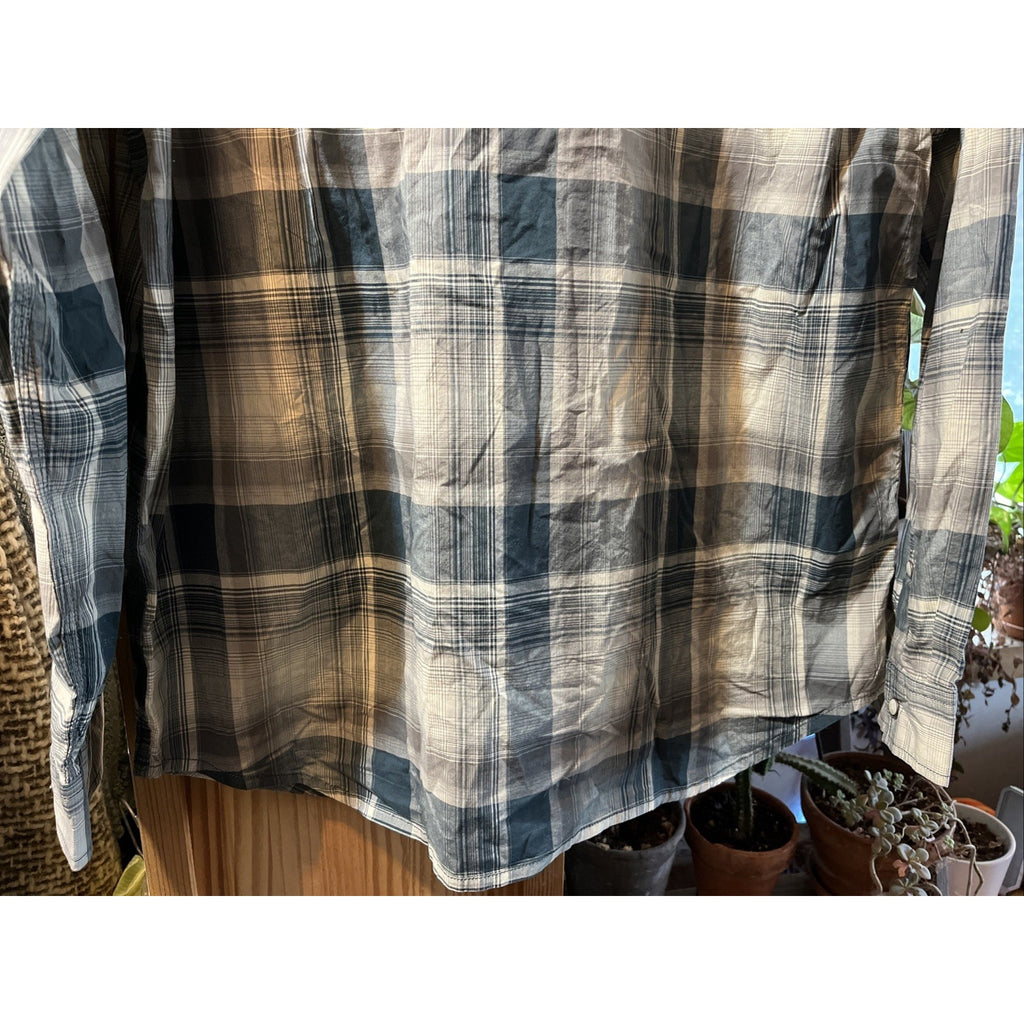 Carhartt Shirt Men L Blue Plaid Outdoor Relaxed Fit Snap Button Workwear Western