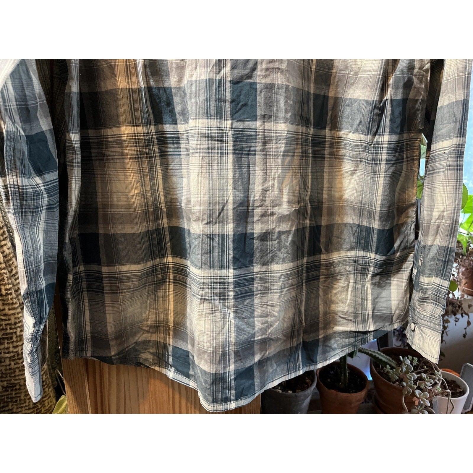 Carhartt Shirt Men L Blue Plaid Outdoor Relaxed Fit Snap Button Workwear Western