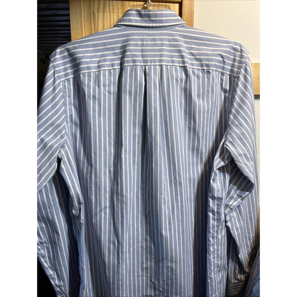 Eddie Bauer Men’s Blue Striped Shirt XLT Cotton Long Sleeve Button Up