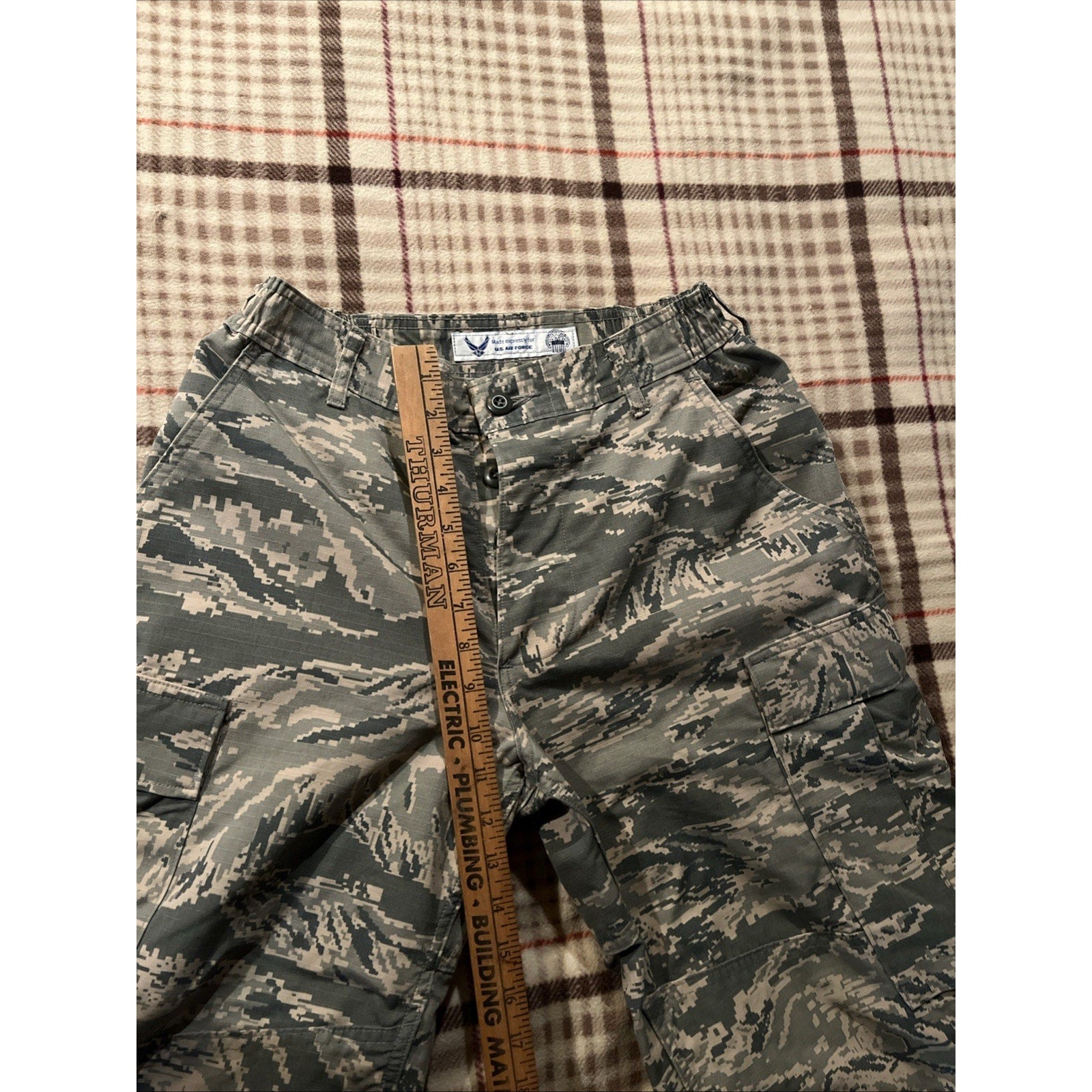 Military Air Force Gray Digital Camo Cargo Pants Men’s 30x27 Button Fly Canvas