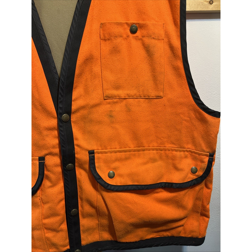 Vintage Cabela’s Hunting Vest Adult Mens Large Orange Bird Pouch Pockets Cabela