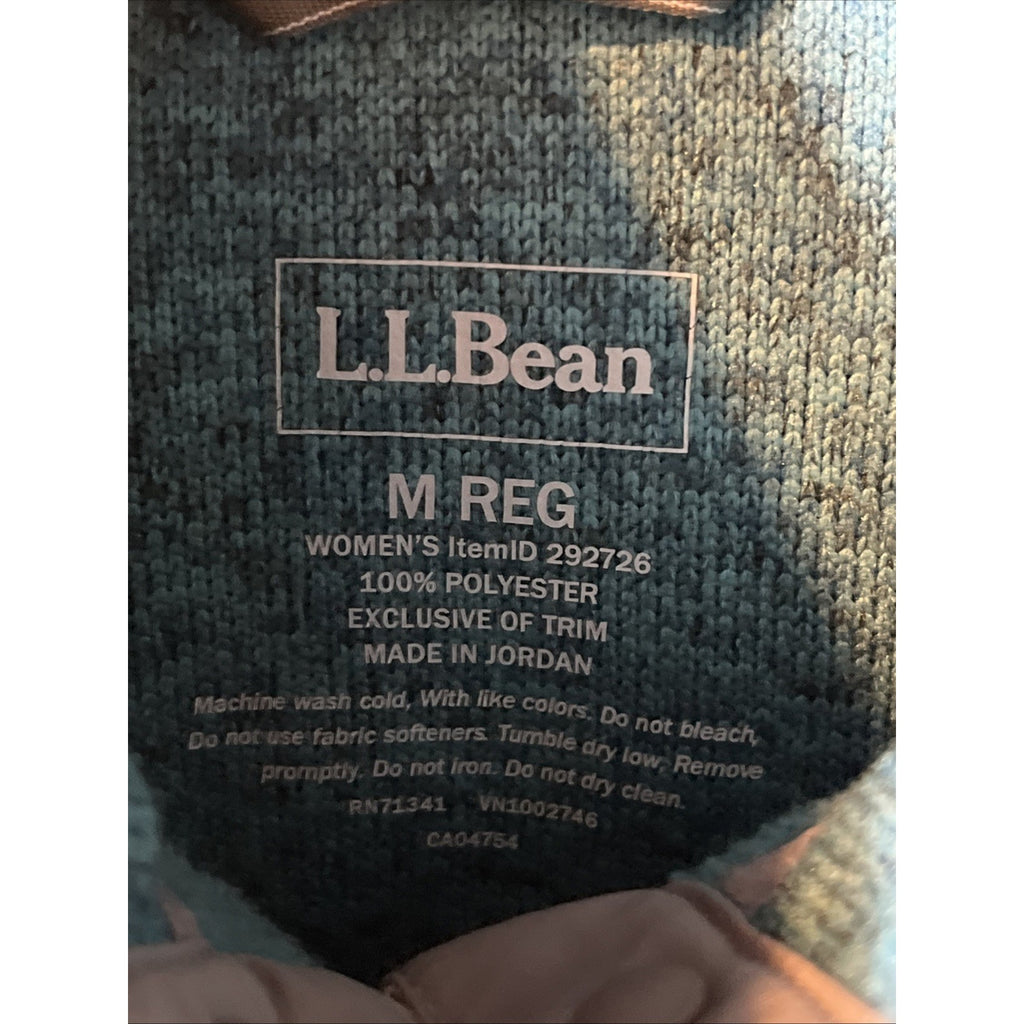 LL Bean Sweater Womens Medium Blue Pullover Snap Button Fleece Ladies Outdoors