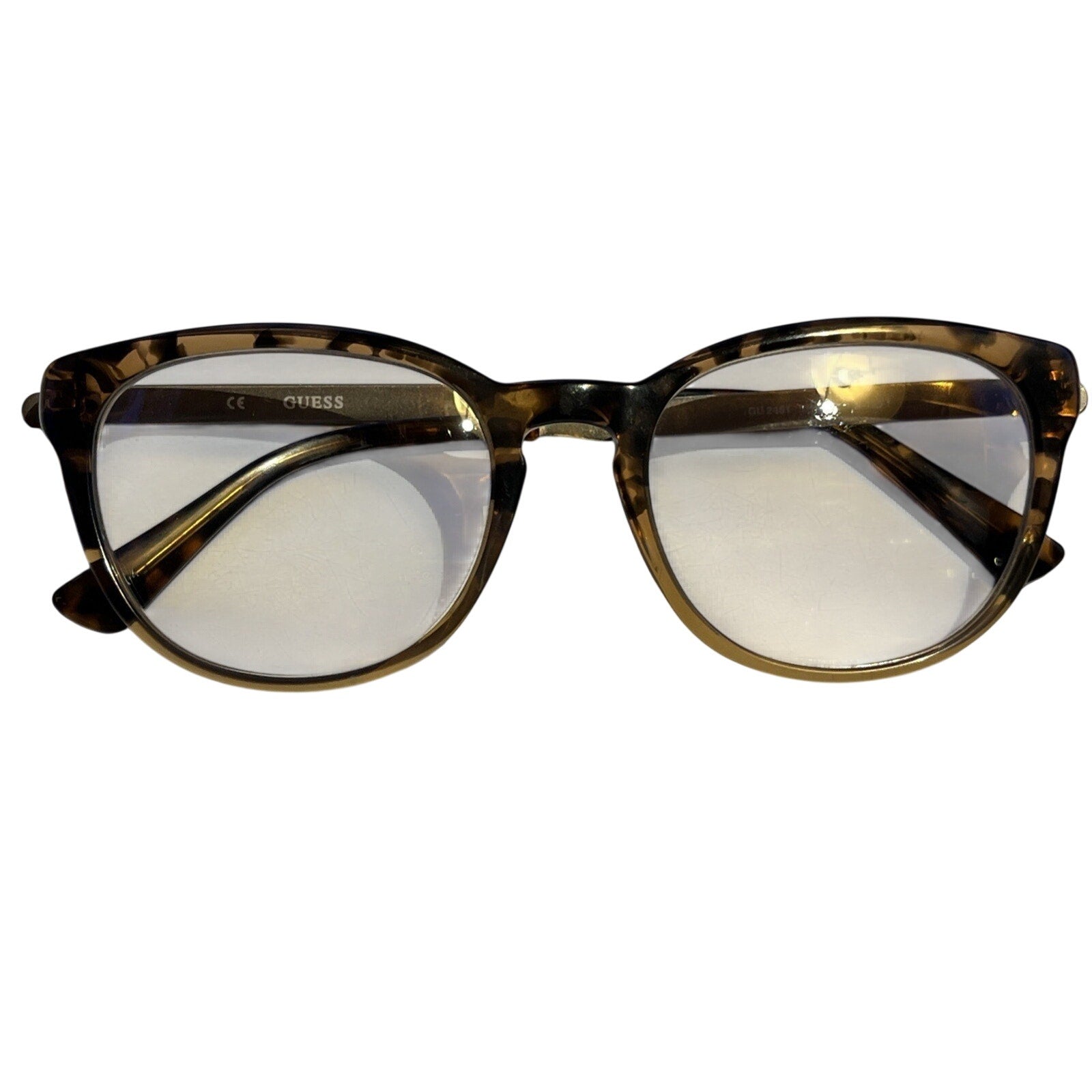 GUESS GU2461 Shiny Brown BRN Optical Eyeglasses Metal Frames 50-19-135 Unisex