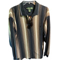 VTG Knights Round Table Shirt Adult M Polo LS Stripes Black Brown Tony Soprano