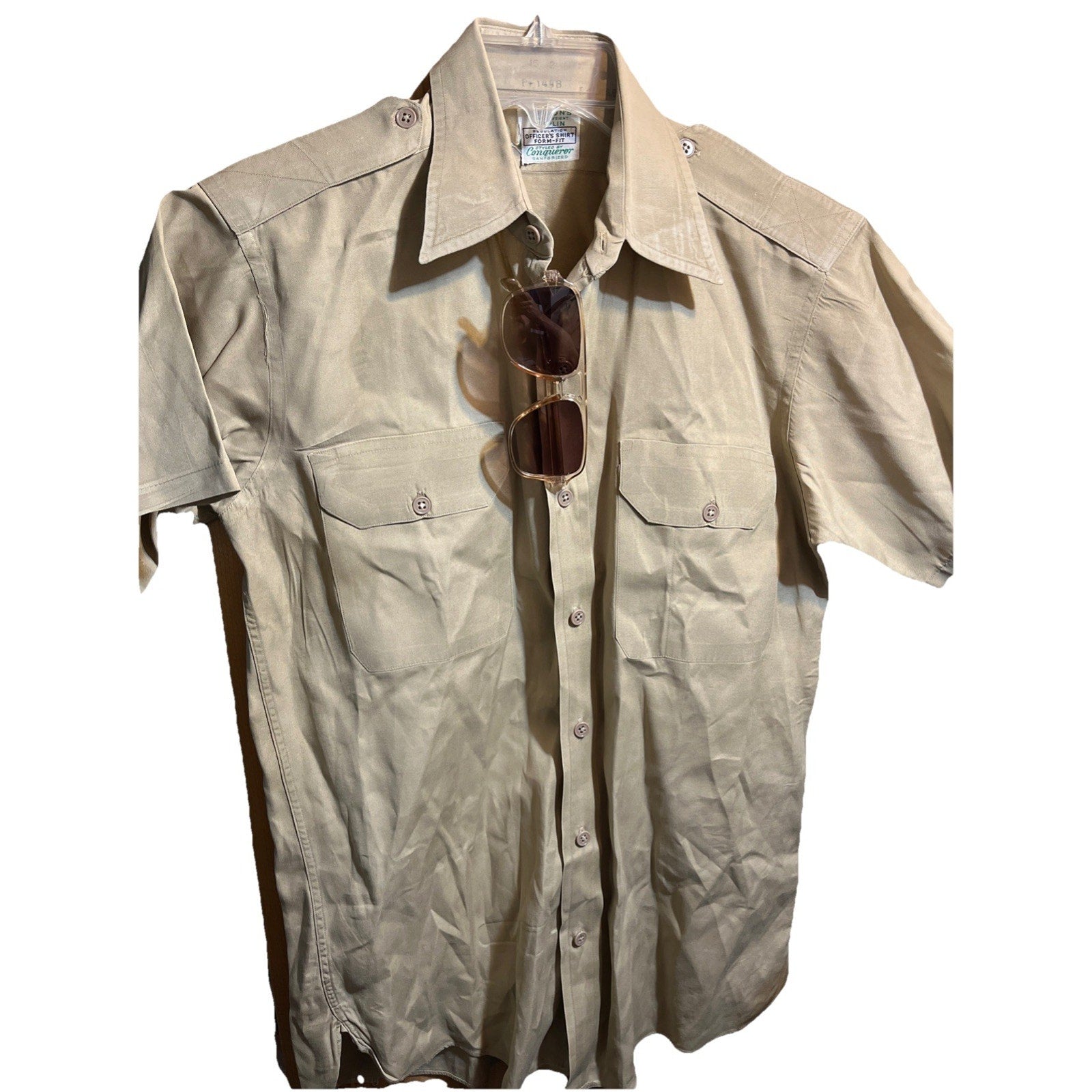 Vintage 50s BURTON'S POPLIN CONQUEROR SS SHIRT, GUSSETS, SANFORIZED, UNION S / M