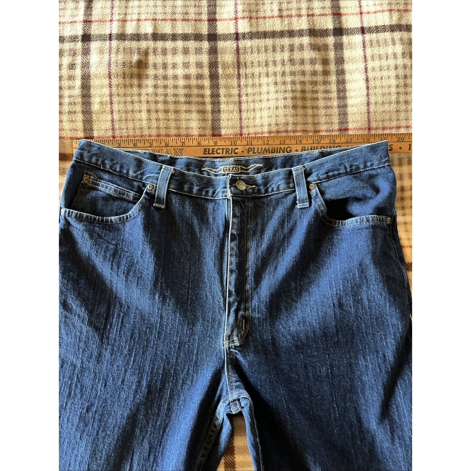 Texas Jeans Mens Demin Blue Relaxed Fit Western Dark Wash Made in USA 38x33