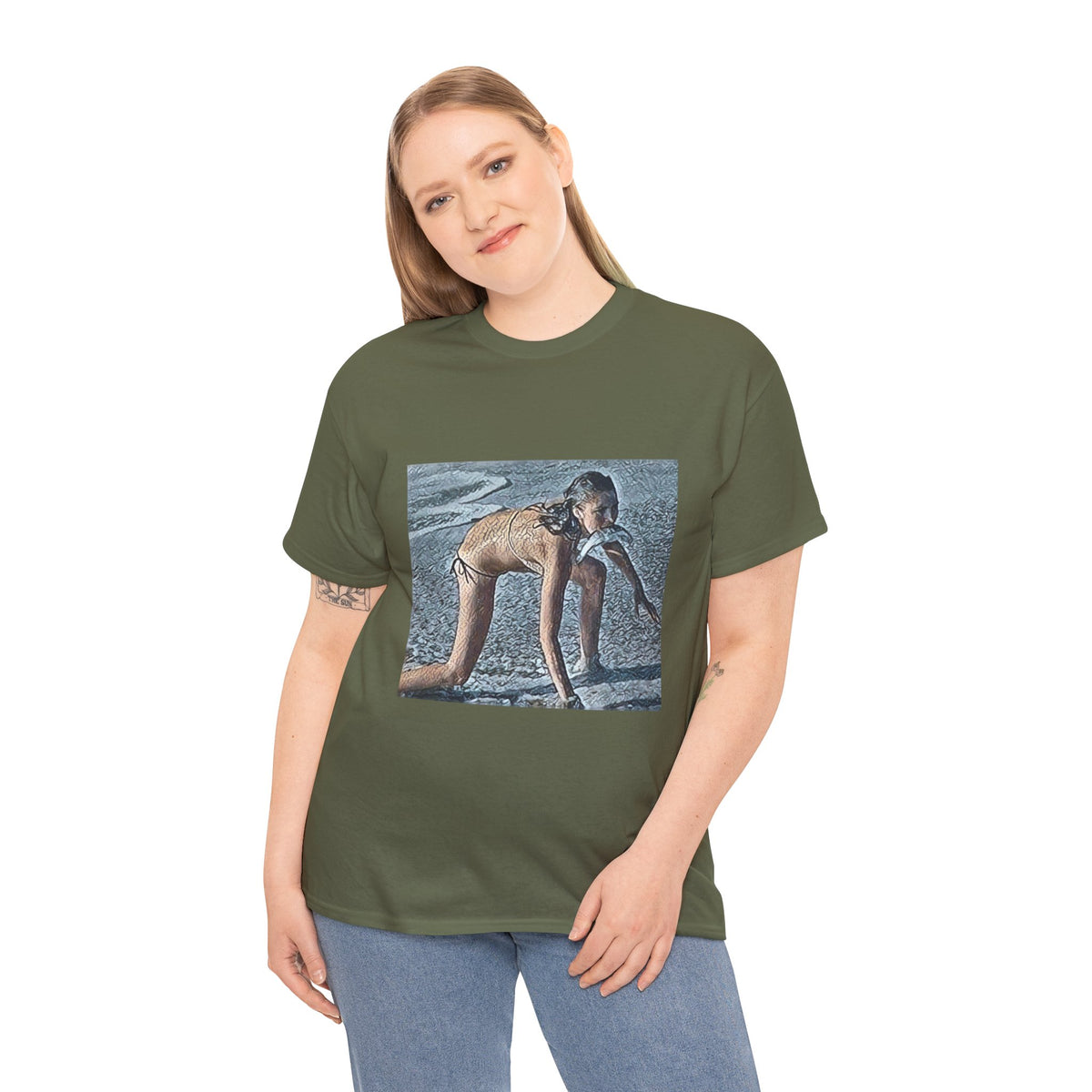 Modern Woman Graphic Print Short Sleeve Crew Neck Unisex Heavy Cotton Tee Shirt