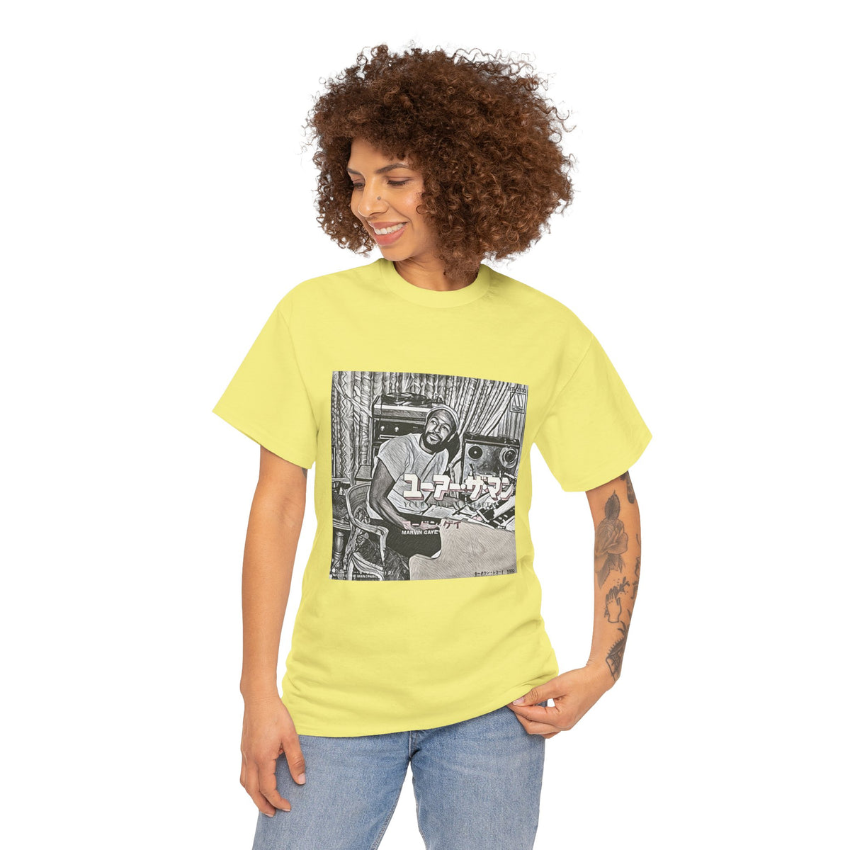Marvin Gaye Graphic Print Short Sleeve Crew Neck Unisex Heavy Cotton Tee Shirt