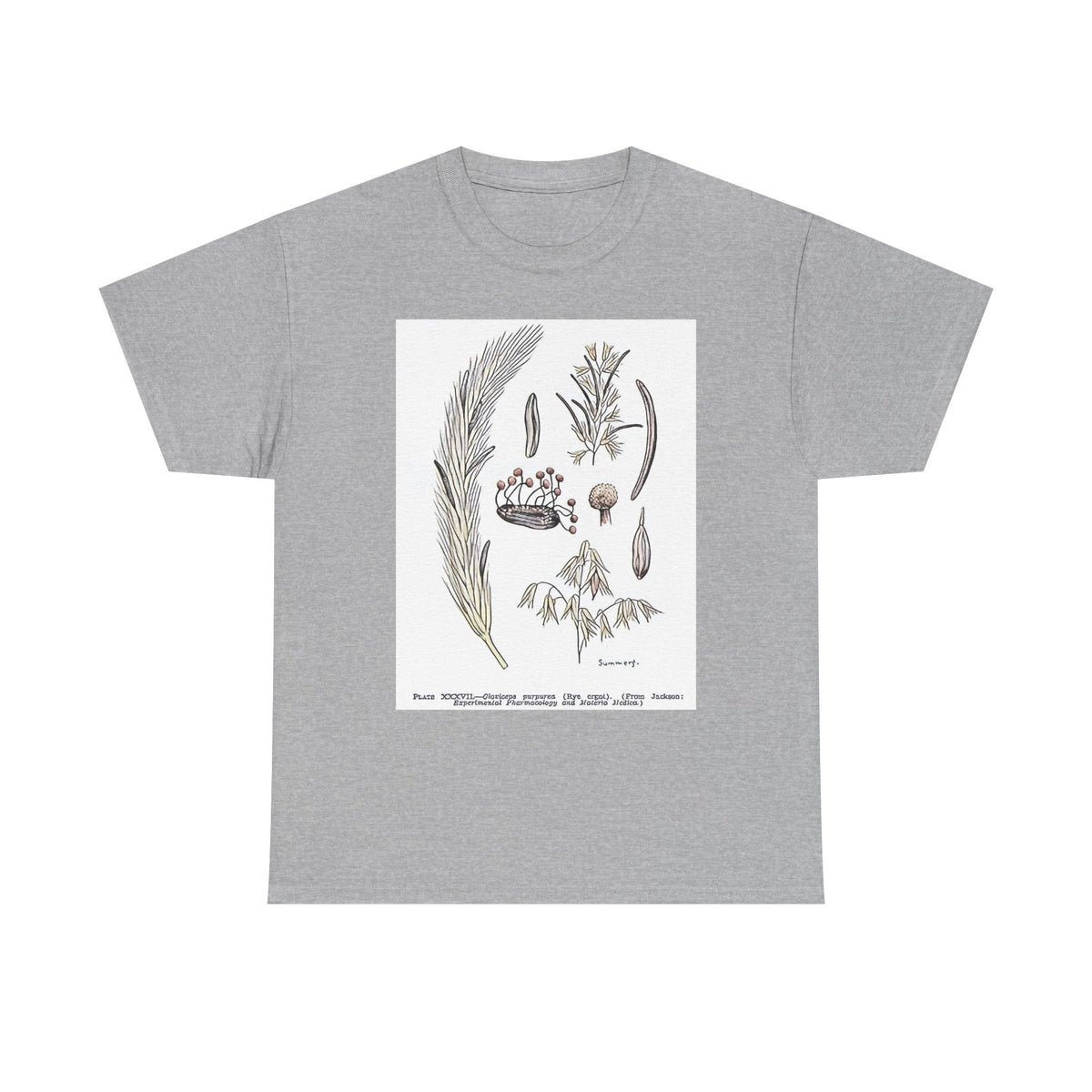 Claviceps purpurea Graphic Print Botanical Art Crew Neck Unisex Heavy Cotton Tee