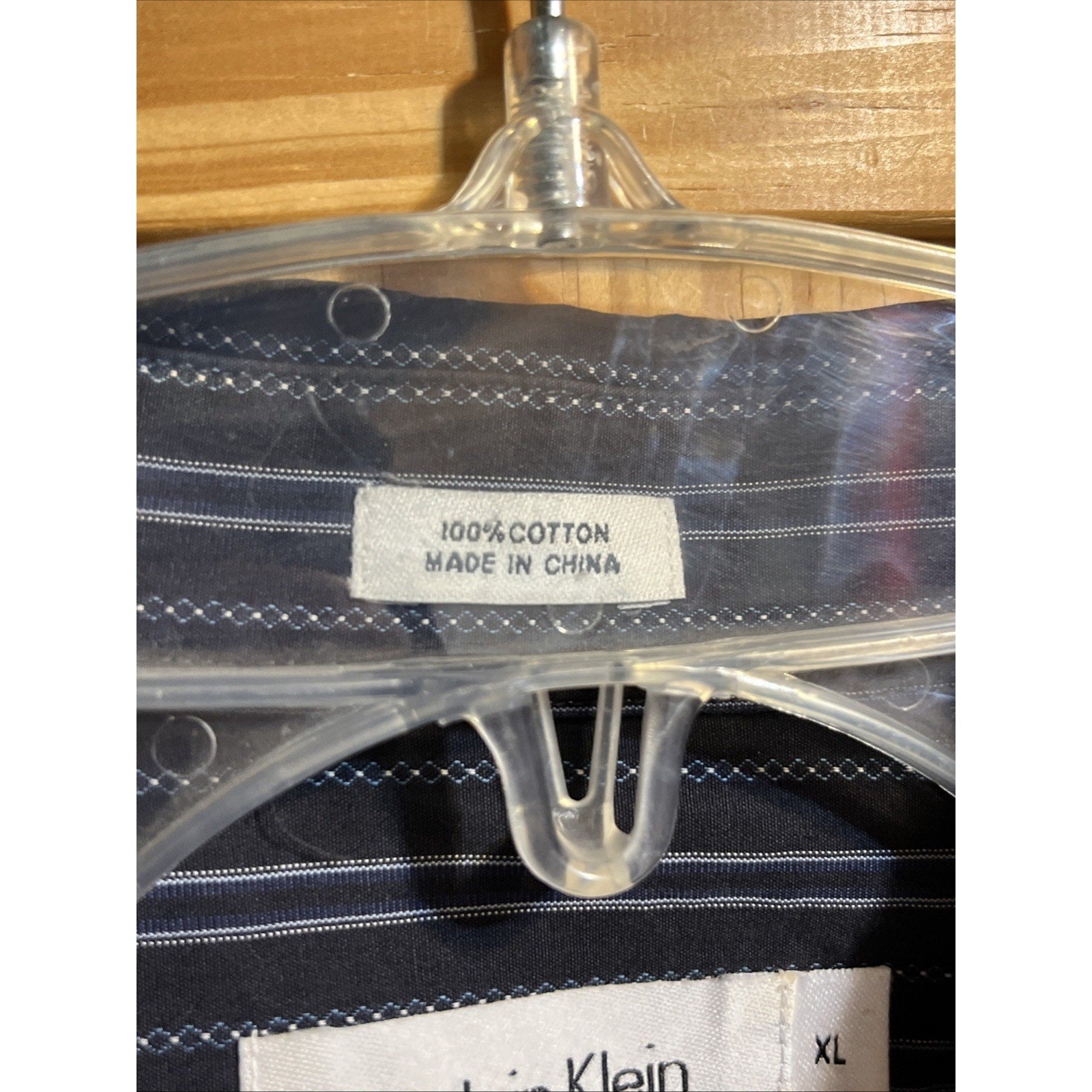 Calvin Klein Men's XL Long Sleeve Dress Shirt Blue Striped Stretch Cotton