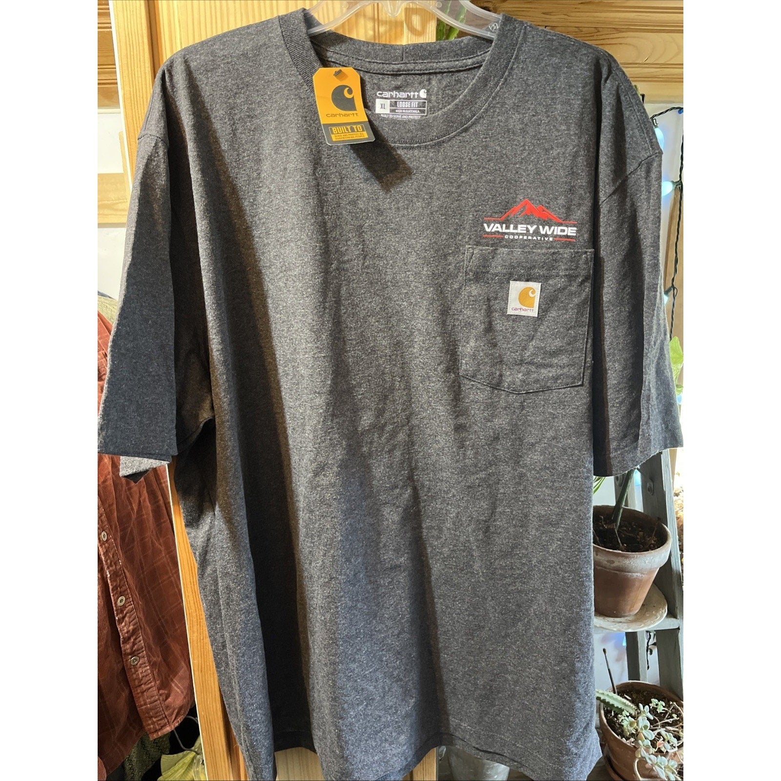 Carhartt Tee Shirt Men Xl Gray Cotton Loose Fit Valley Wide Cooperative Logo NWT