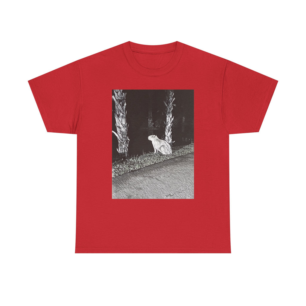 Capybara Graphic Print Short Sleeve Crew Neck Unisex Heavy Cotton Art Tee Shirt