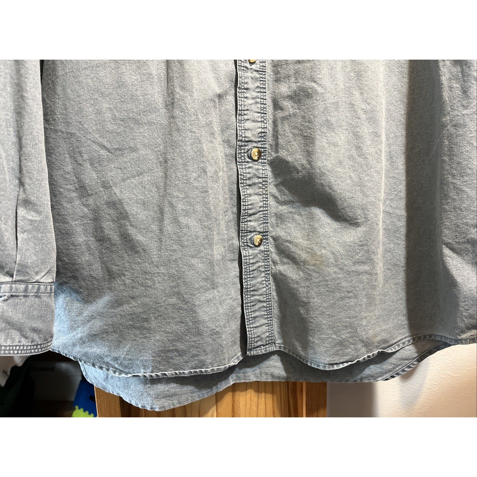Redhead Vintage Shirt Men’s L Blue Canvas Long Sleeve Cotton Button Embroidered