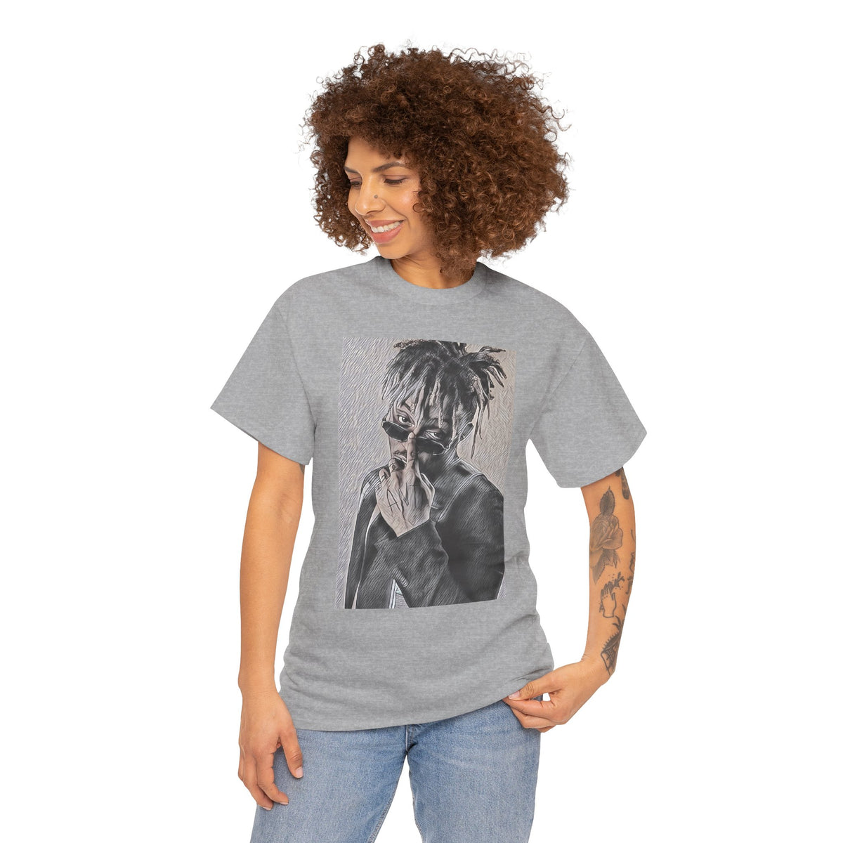 Juice WRLD Graphic Print Short Sleeve Crew Neck Unisex Heavy Cotton Tee Shirt