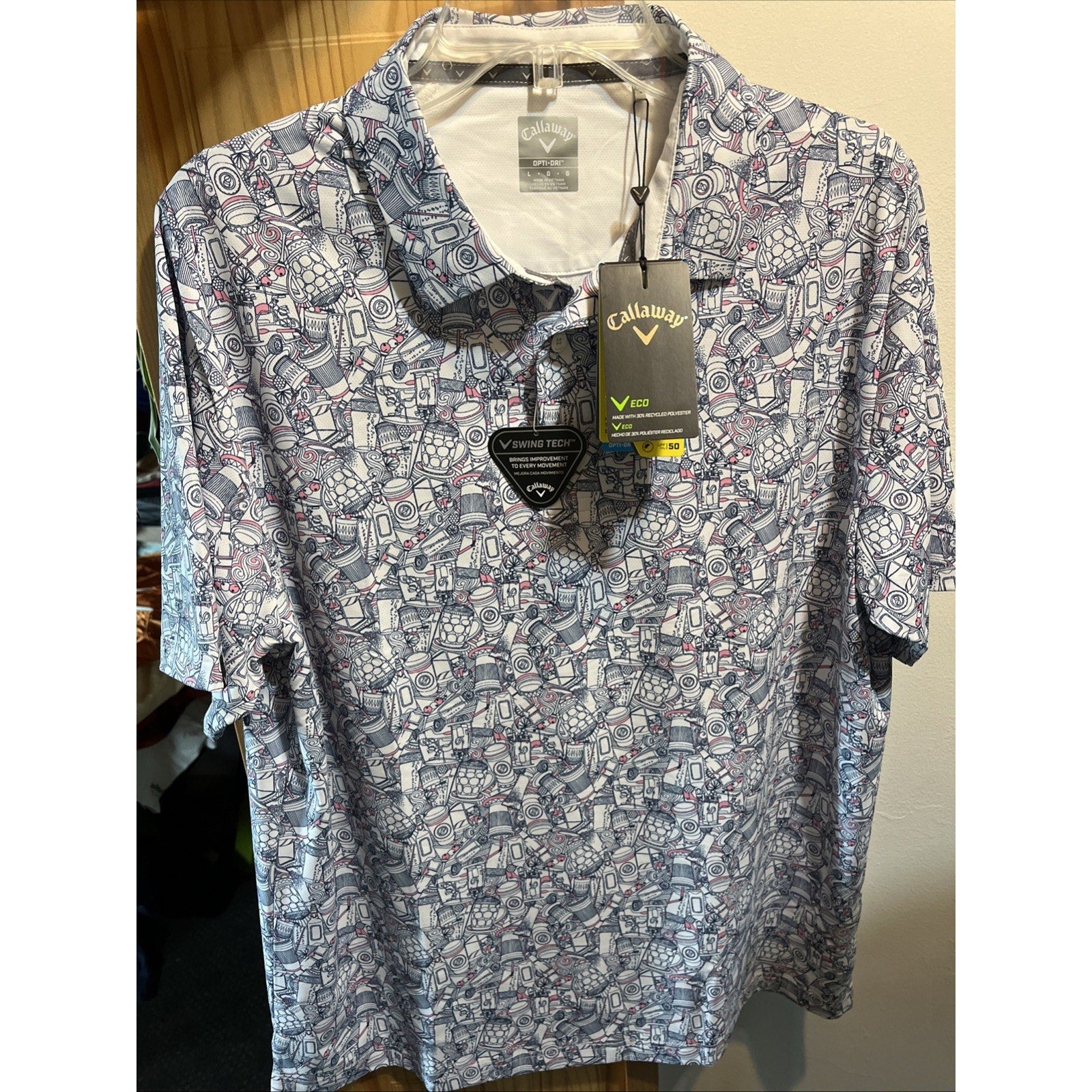 Callaway Golf Shirt Short Sleeve Essential Drink Polo Men’s Large Coffee NWT