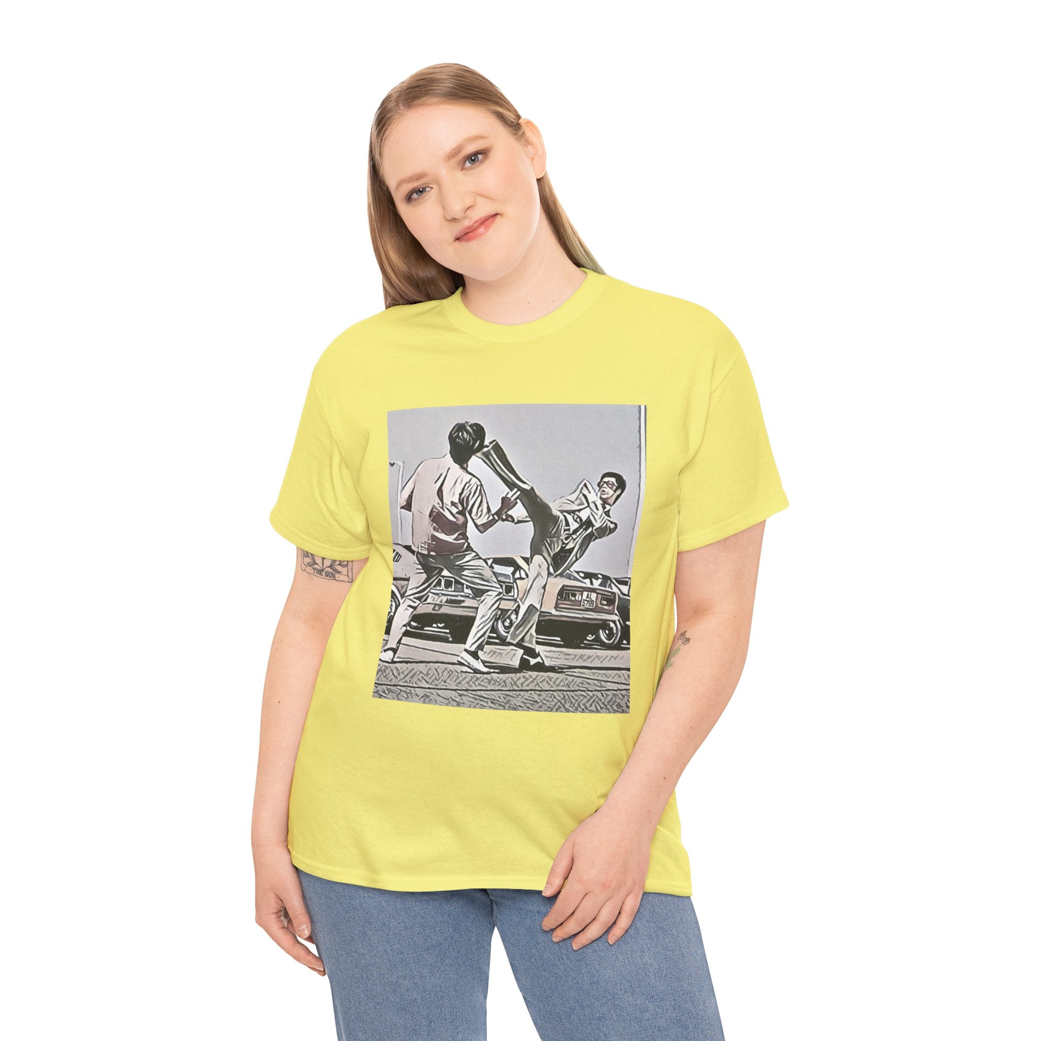 Bruce Lee Graphic Print Short Sleeve Crew Neck Unisex Heavy Cotton Art Tee Shirt