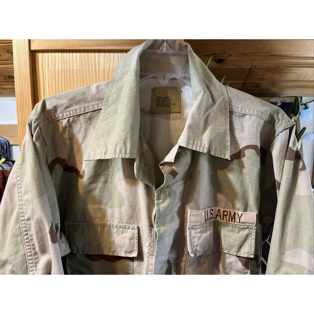 US Army Vintage Camo BDU Field Jacket Shirt Camouflage Military Coat Medium Reg