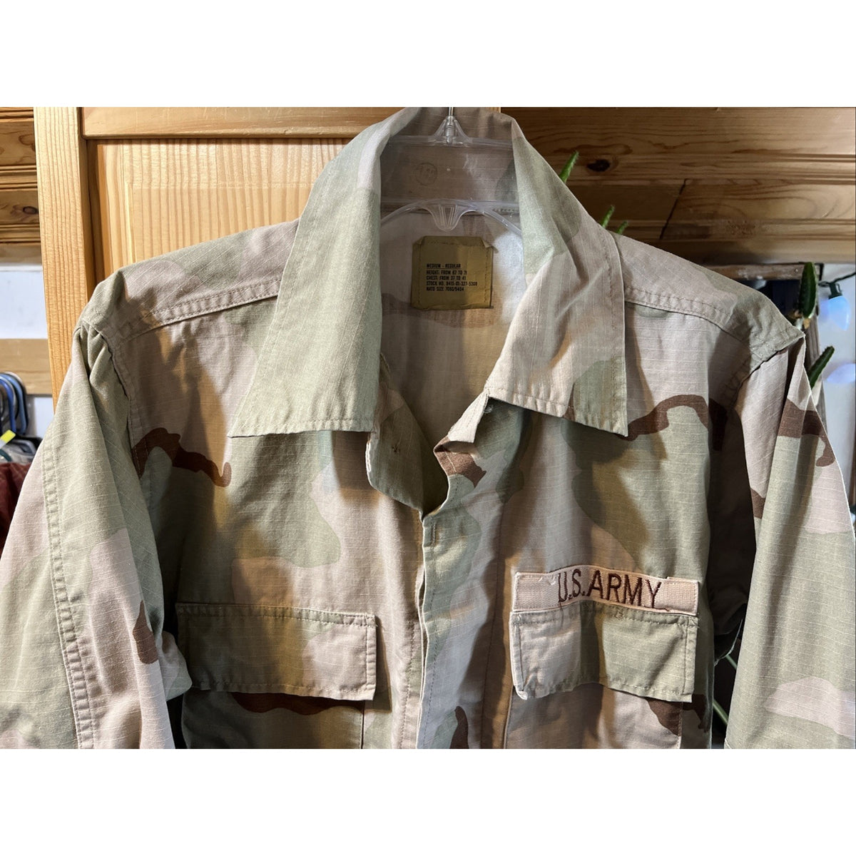 US Army Vintage Camo BDU Field Jacket Shirt Camouflage Military Coat Medium Reg