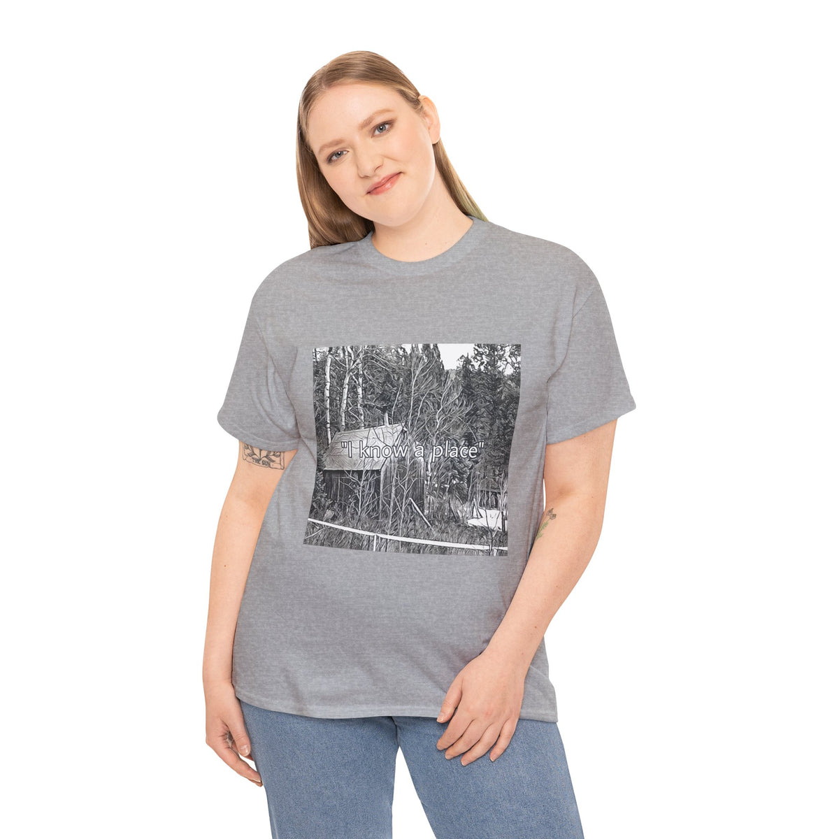 I Know A Place Graphic Print SS Crew Unisex Heavy Cotton Freedom Club Tee Shirt