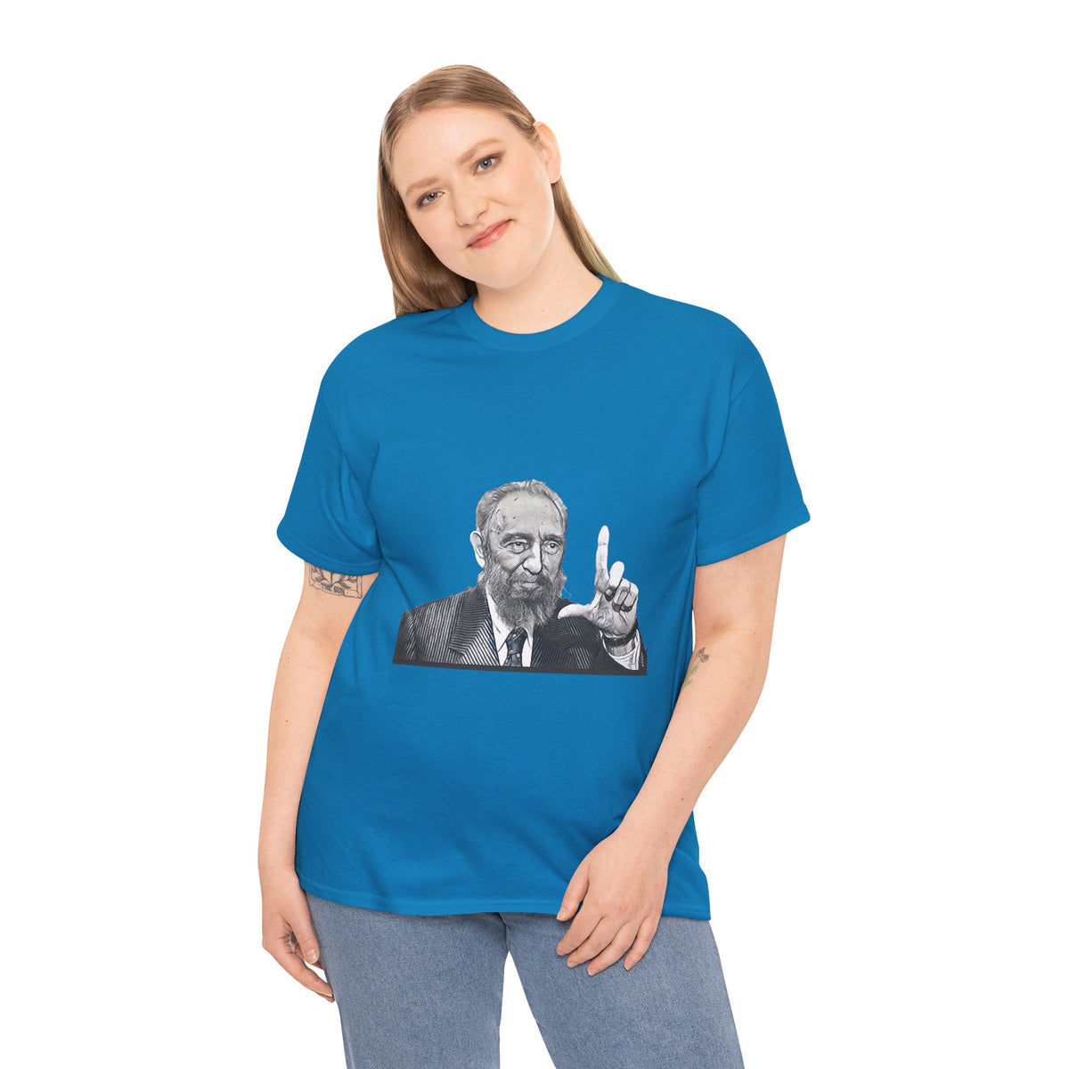 Fidel Castro Black & White Art Graphic Print Unisex Heavy Cotton Tee