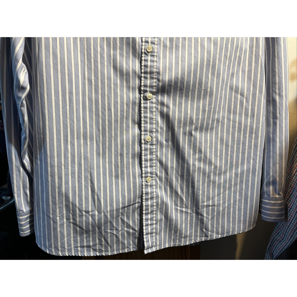 Eddie Bauer Men’s Blue Striped Shirt XLT Cotton Long Sleeve Button Up