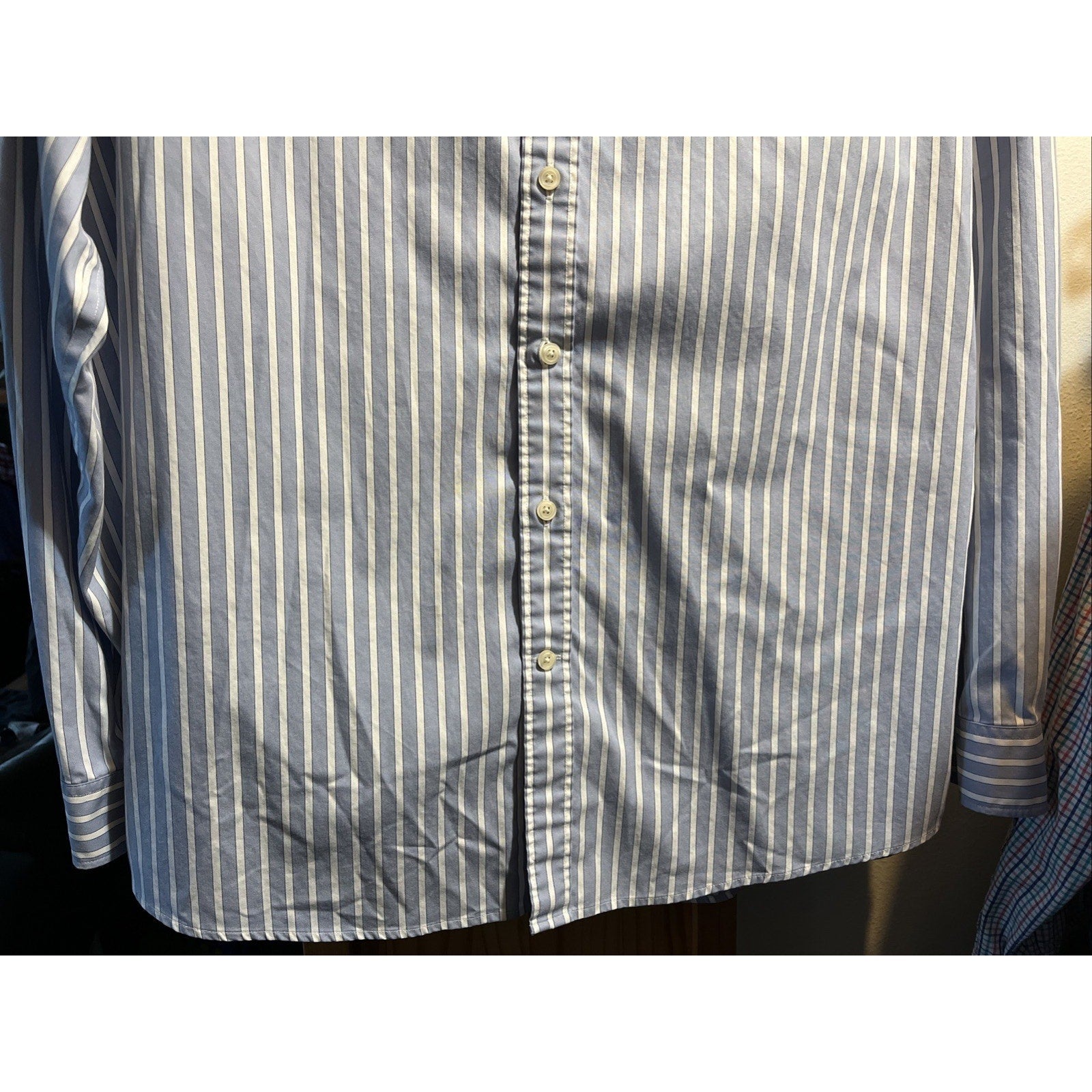 Eddie Bauer Men’s Blue Striped Shirt XLT Cotton Long Sleeve Button Up