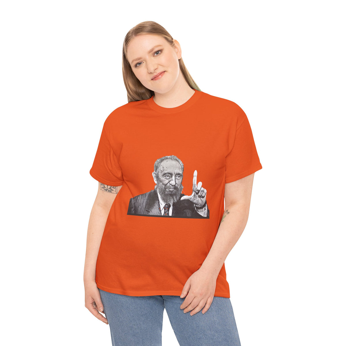 Fidel Castro Black & White Art Graphic Print Unisex Heavy Cotton Tee