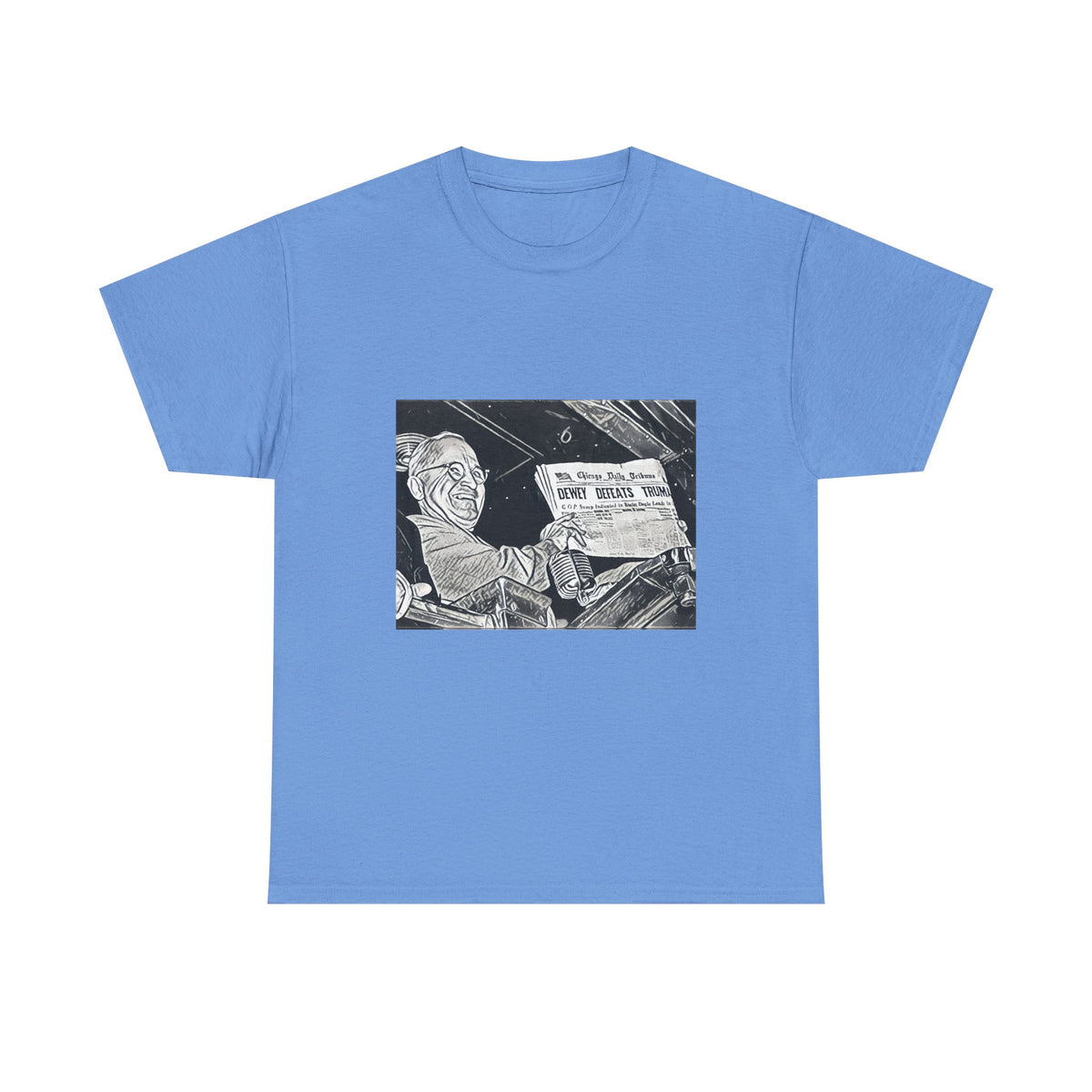 Dewey Defeats Truman Graphic Print Short Sleeve Unisex Heavy Cotton Tee Shirt