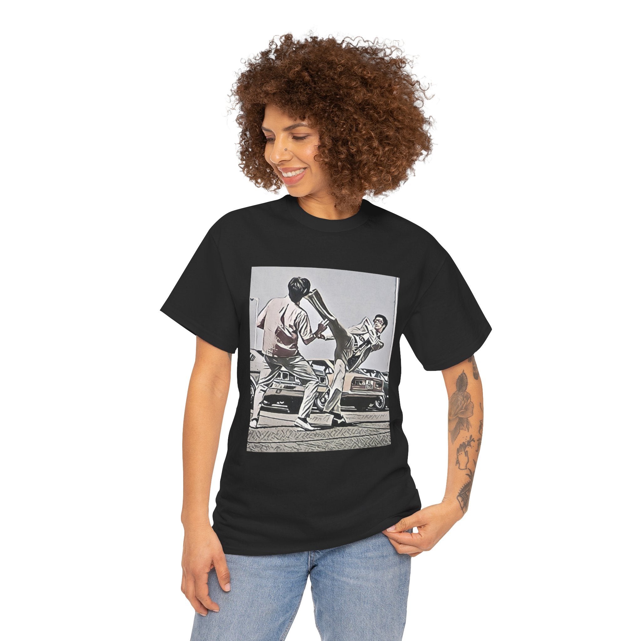 Bruce Lee Graphic Print Short Sleeve Crew Neck Unisex Heavy Cotton Art Tee Shirt