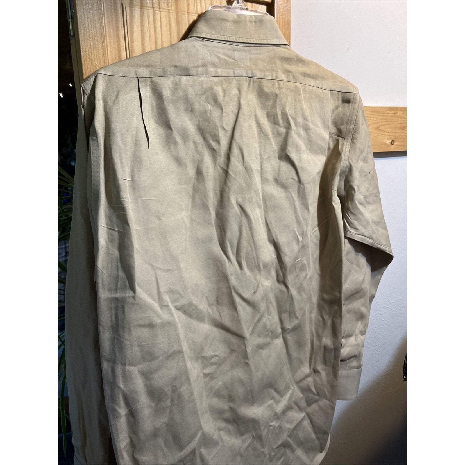 Vintage Flying Cross De Luxe Poplin Shirt SZ Small Khaki Long Sleeve Sanforized