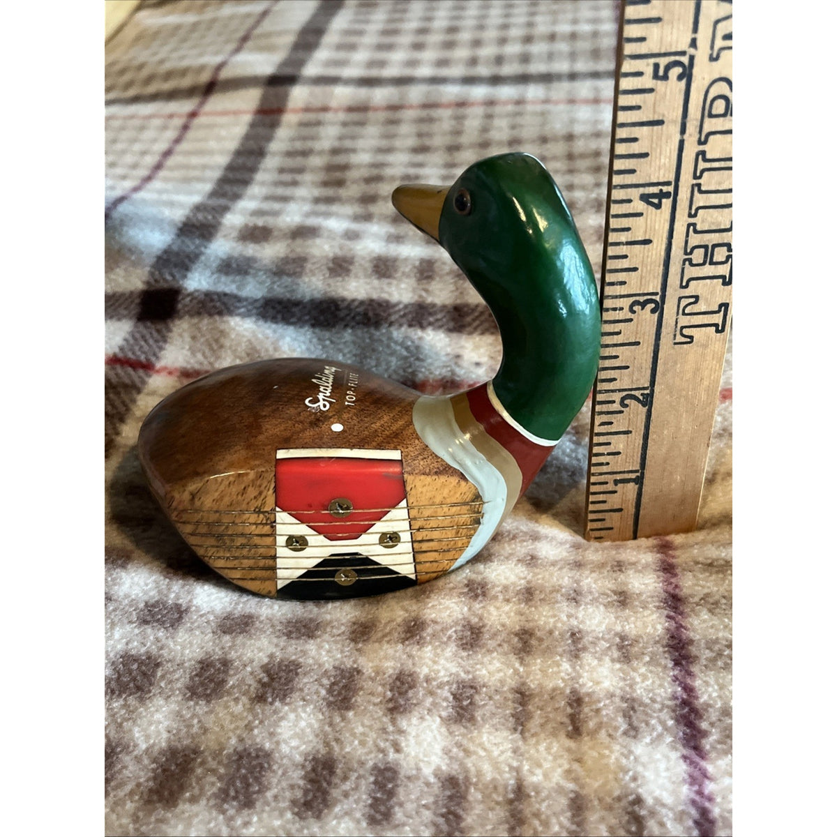 Vintage Duck Hand Carved Painted Wooden Golf Club Head Spalding Top Flite Driver