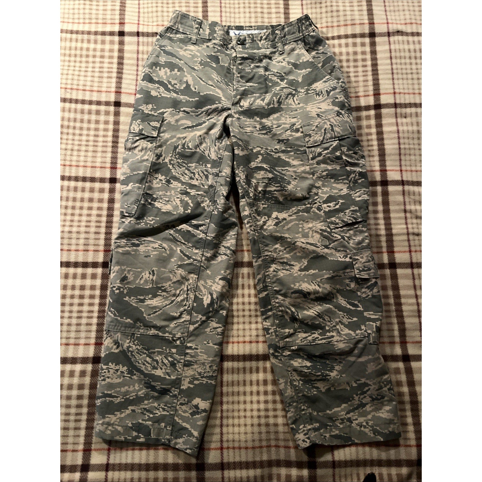 Military Air Force Gray Digital Camo Cargo Pants Men’s 30x27 Button Fly Canvas