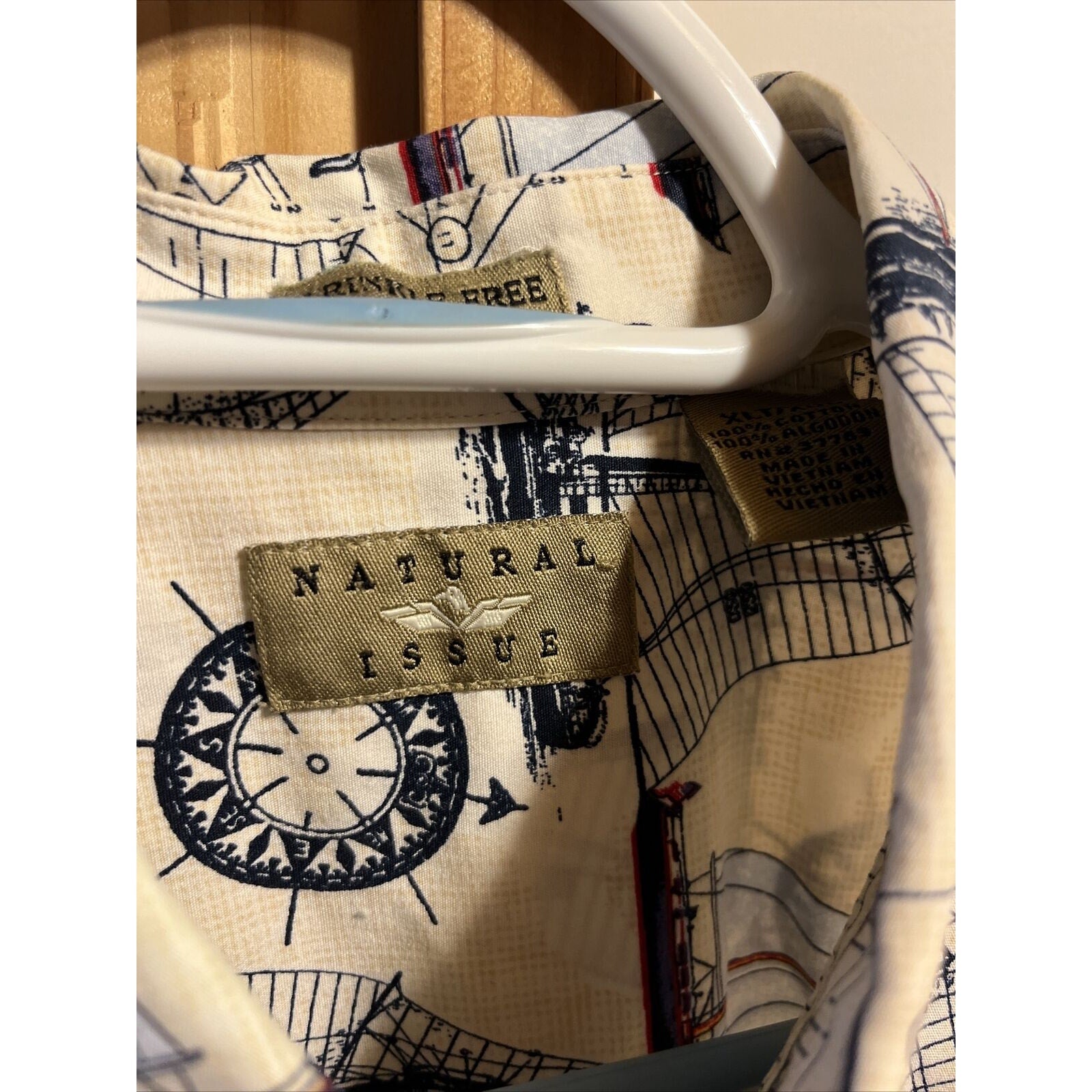 Natural Issue Nautical Mens XLT Cotton SS Shirt Boat Sailboat Sloop Schooner EUC